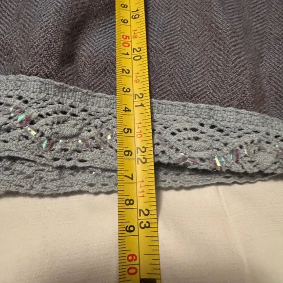 Studio Y Skirt Grey-Brownish Teal Herringbone Flare Lace Hem 15/16 - Picture 11 of 12